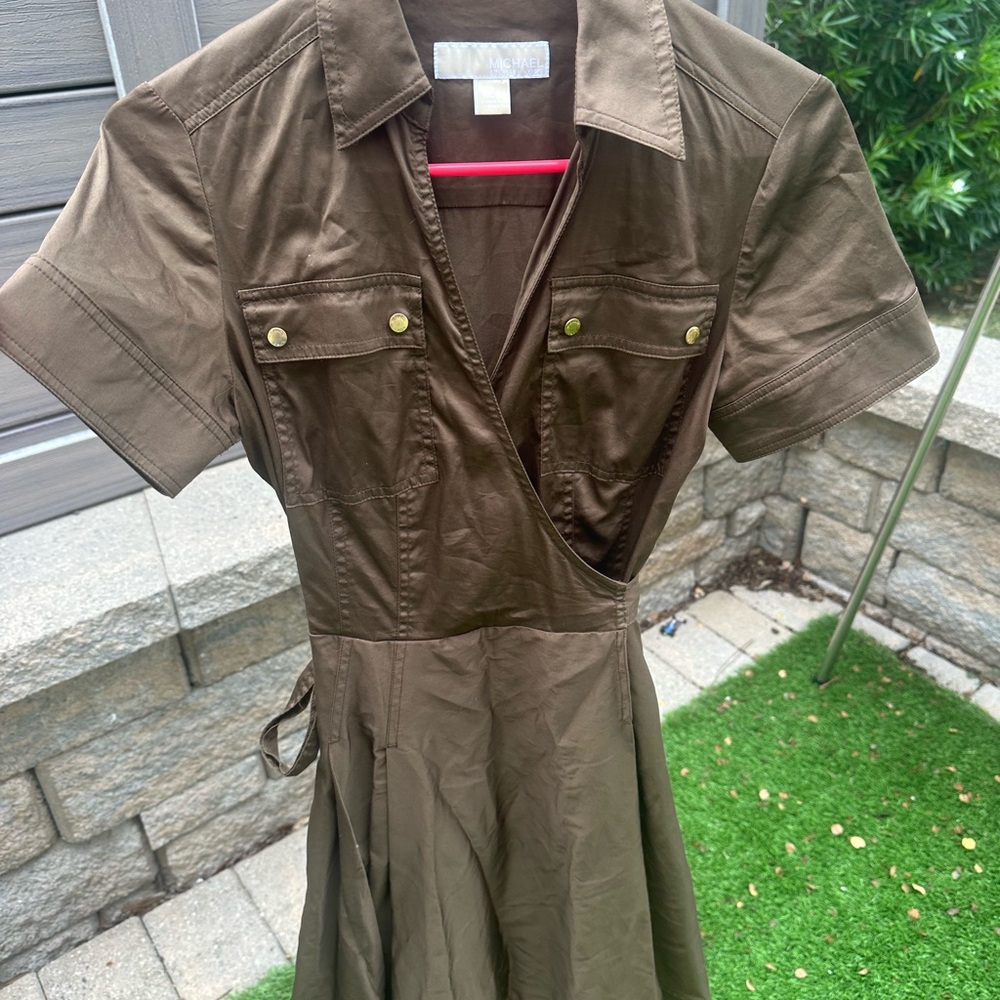 Olive green Michael kors belted dress size 0